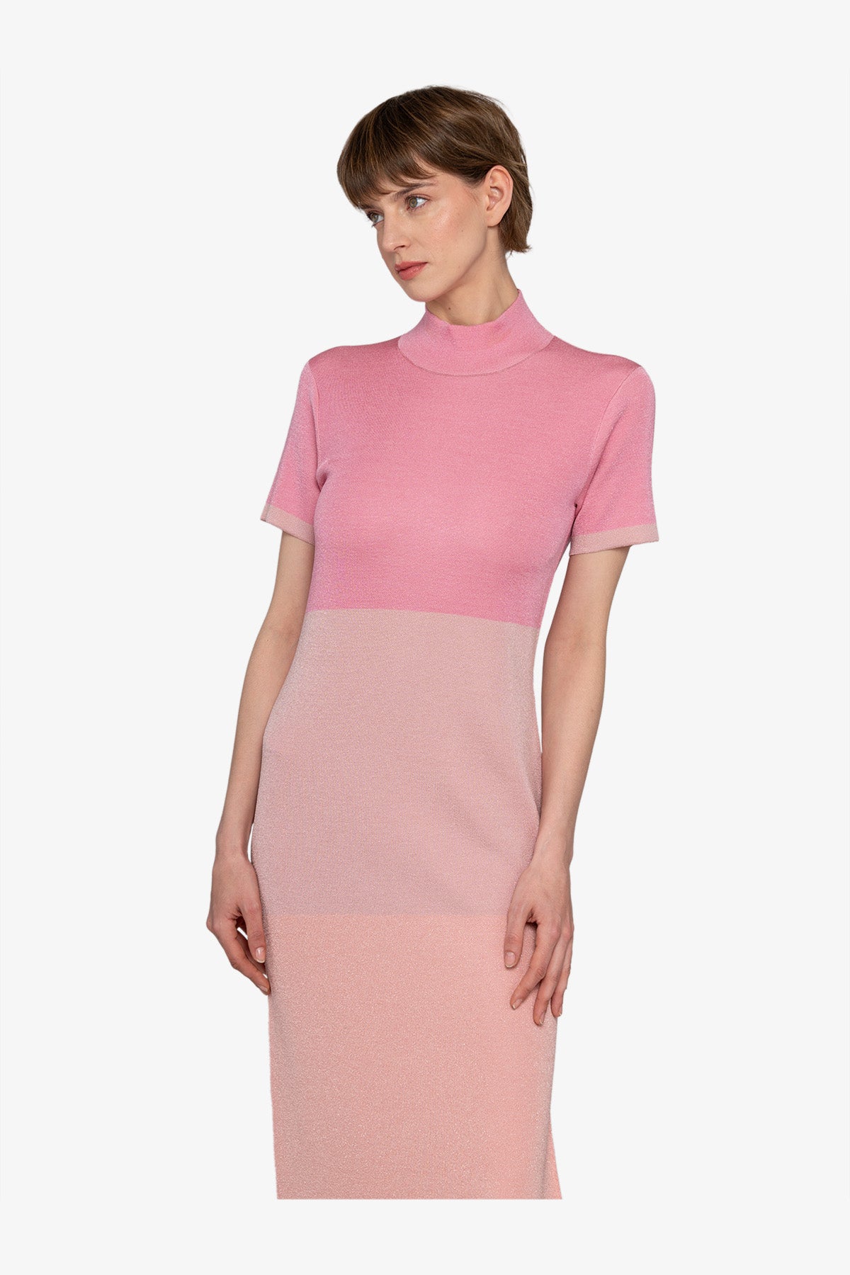 Knitted Dress with Stand-up Collar