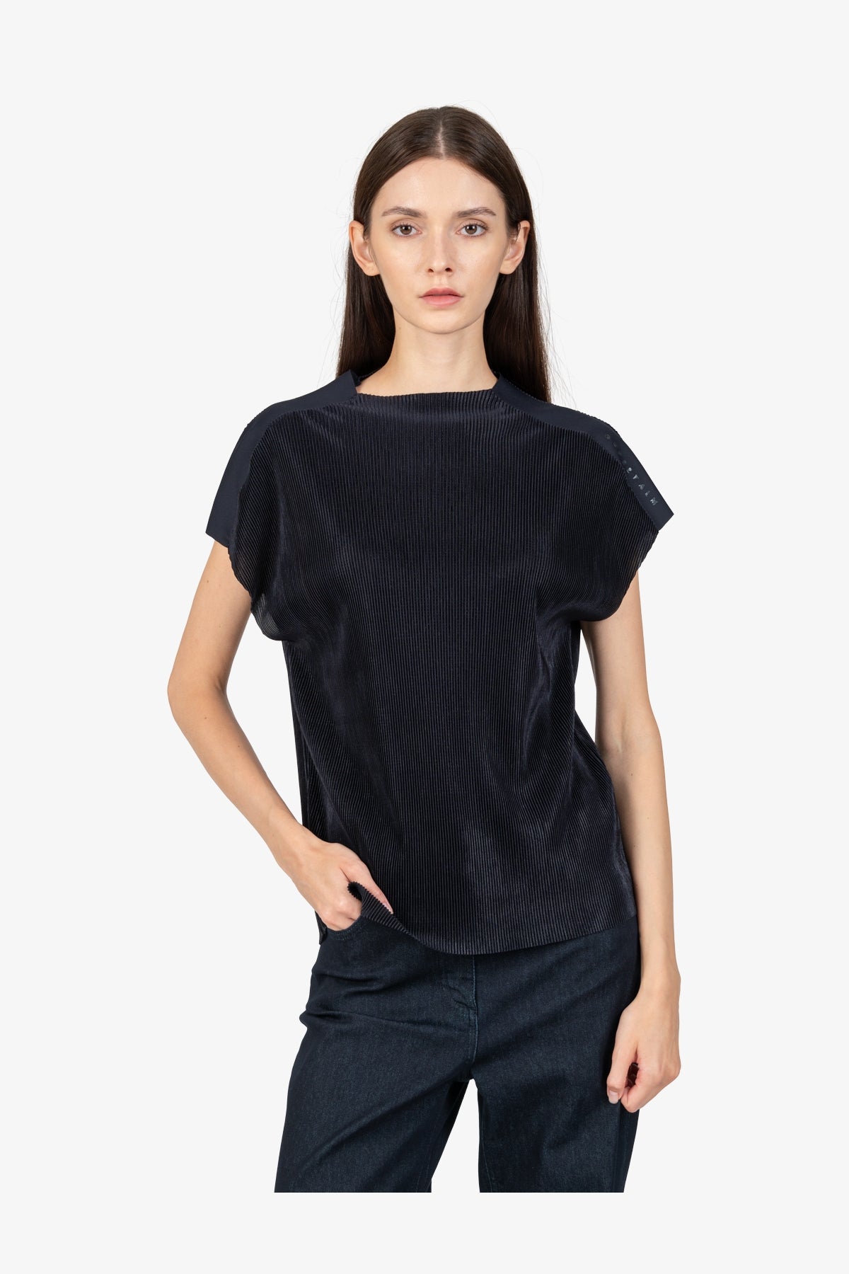 Short-sleeved Shirt with Stand-up Collar