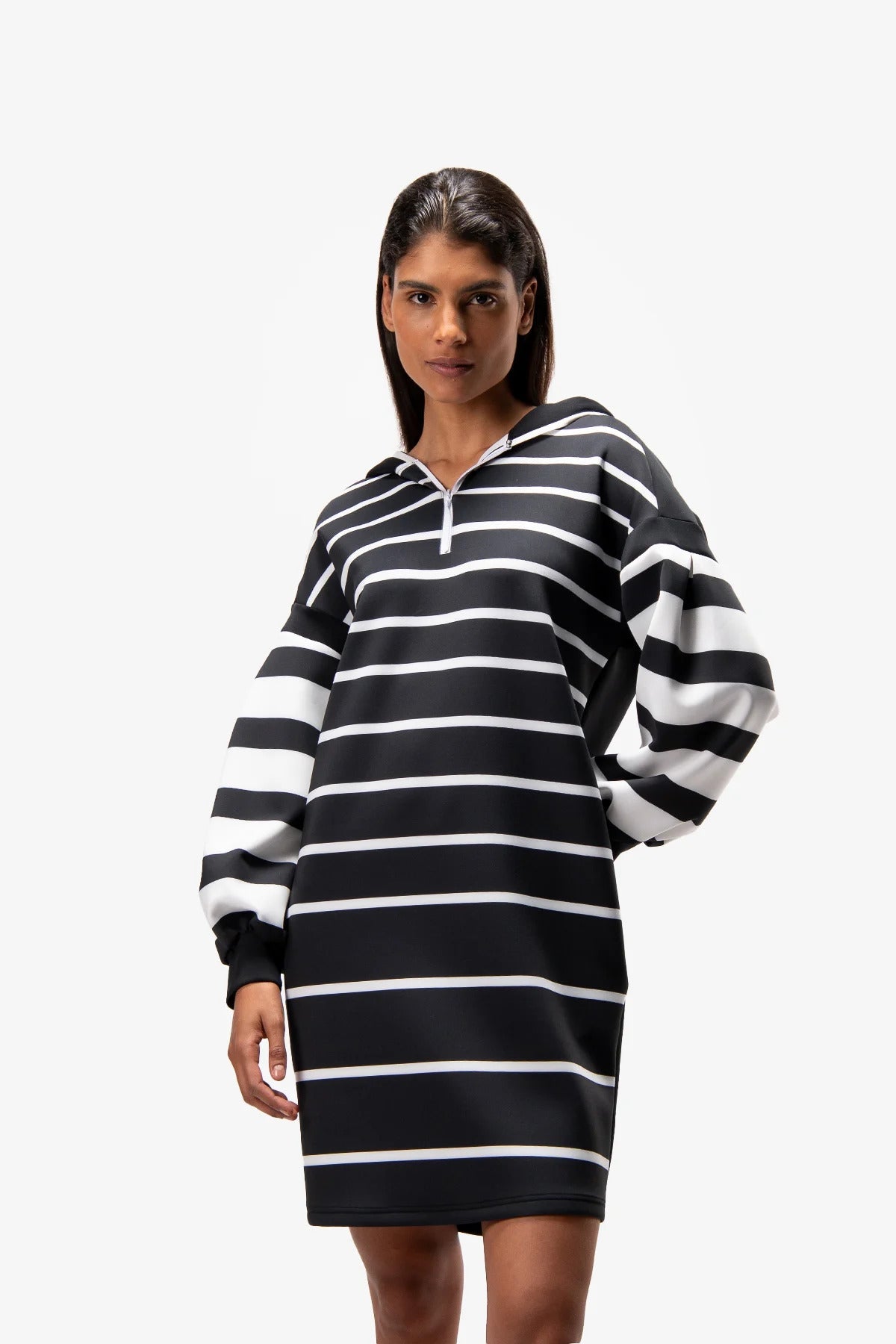 Striped Dress with Hood